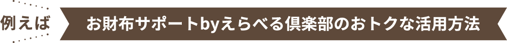 例えば お財布サポートbyえらべる倶楽部のおトクな活用方法